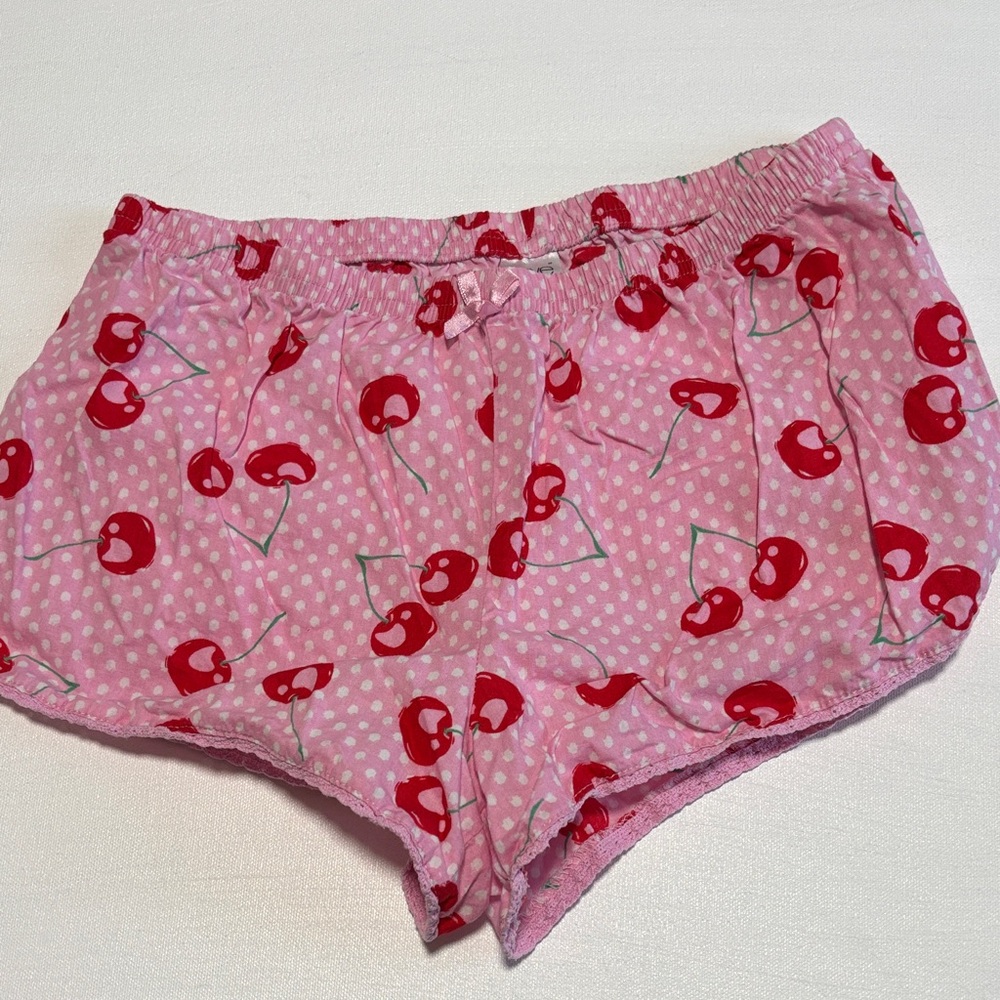 Love To Lounge Cherry Print Pink pj Shorts